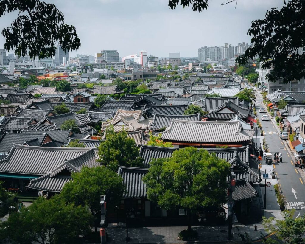 aerial-view-of-hanok-villages-in-korea